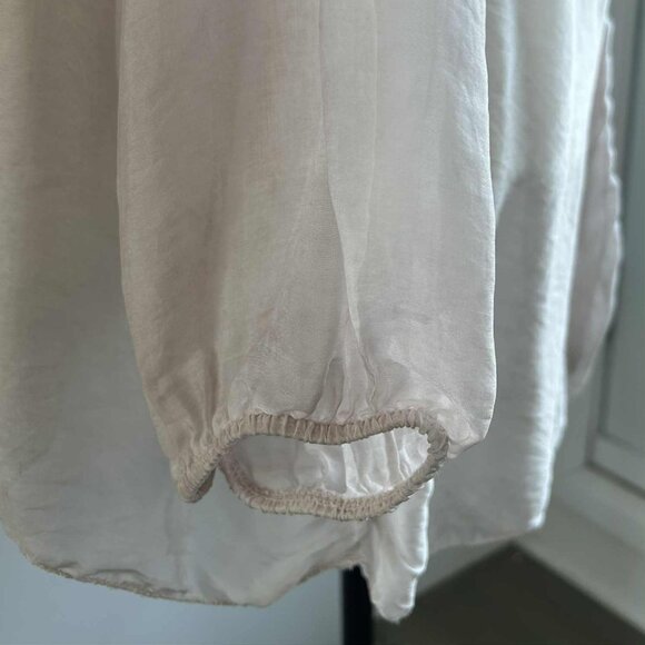 Bella Amore Italy Dusty Rose Sheer Silk-Blend Gauze Embroidered Blouse – EU L - Picture 9 of 13